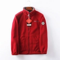 Men's red heavy fleece jacket with Norway embroidery and stand collar design - M / Red