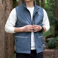 Men's outdoor utility vest in grey-blue featuring multi-pockets and a stand collar - M / Lake Blue