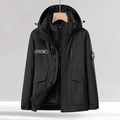Veste outdoor trois-en-un noire avec doublure polaire et capuche amovible - M / Noir