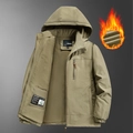 Khaki Herren Outdoor-Windjacke mit warmem Fleece-Futter, wasserfest und winddicht - M / Khaki