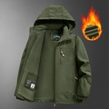 Wasserdichte Outdoor-Herrenjacke in Olivgrün mit Kapuze und warmem Fleece-Innenfutter - M / Armeegrün
