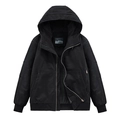 Schwarze Herren-Kapuzenjacke aus Baumwolle mit Fleece-Futter und Rippbündchen in Größe M - M / Schwarz