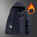 Dunkelblauer Herren Parka mit Kapuze, winddichtem Stoff und warmem Fleece-Futter - M / Dunkelblau