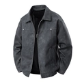Giacca da pilota vintage in finto camoscio grigio da uomo con zip e tasche anteriori - M / grigio scuro