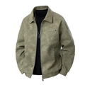 Giacca aviator vintage da uomo in finta pelle verde oliva con chiusura a zip - M / Verde Militare