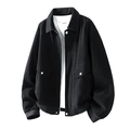 Classic black corduroy jacket for men with zipper closure and large pockets - M / Black