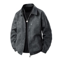 Slim fit men's dark grey vintage motorcycle jacket with classic lapel and zip closure - M / Black