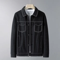 Chaqueta vaquera negra para hombre con costuras blancas en contraste y tela con textura - M / Negro