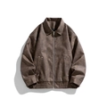 Men's retro dark brown windproof jacket with snow velvet texture and classic collar - M / Brown