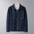 Chaqueta vaquera azul oscuro para hombre con costuras blancas y tejido sarga - M / Azul Denim