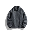Men's dark gray windproof jacket with snowflake fleece texture and rivet details - M / Dark Gray