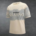 T-shirt da uomo beige con stampa grafica grigia ed etichetta della taglia XL - XXS / Cachi