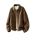 Giacca da uomo vintage in velluto a coste marrone con colletto e bottoni in metallo - M / Marrone
