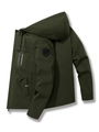 Men's outdoor hooded cargo jacket in army green with chest zipper and arm badge - L / Army Green