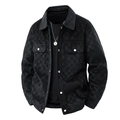 Veste homme en suédine à carreaux noirs avec poches à rabat et boutons argentés - M / Noir