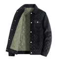 Veste en daim gris foncé pour homme avec motif damier et doublure matelassée - M / Noir Rembourré Épaissi