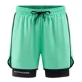 Mint green 2-in-1 quick-dry running shorts with black compression liner and drawstring waist - S / Fruit Green