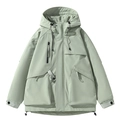 Men's sage green hooded cargo jacket with waterproof fabric and utility pockets - S / Bean Green