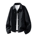 Schwarze Herren-Freizeitjacke mit Reverskragen und Waffelstruktur in modernem Design - M / Schwarz