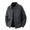 Chaqueta vintage para hombre en cuero PU estilo americano con cuello de solapa gris oscuro - M / gris oscuro