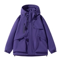 Giacca viola con cappuccio da uomo con tasche tattiche e tessuto antivento tecnico - S / Porpora Hibiscus