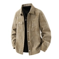 Heren corduroy jack in kaki met marmerprint, reverskraag en borstzakken - M / Khaki