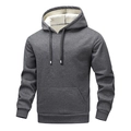 Men's dark grey hooded sweatshirt with warm white fleece lining and kangaroo pocket - Dark Gray