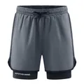 Men's 2-in-1 dark grey quick-dry running shorts with black compression liner and drawstring - S / Dark Gray