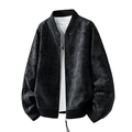 Men's autumn casual black flight jacket with stud details and ribbed stand collar - M / Black