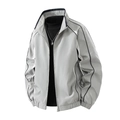 Veste de sport homme gris clair avec col montant et rayures contrastées noir et blanc - M / Vert gris argenté