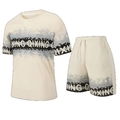 Completo sportivo estivo da uomo in tessuto mesh traspirante con strisce tie-dye - XS / Cachi