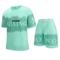 Ademende mintgroene sportset met mesh t-shirt en korte broek voor heren zomerse atletiek - XS / Muntgroen