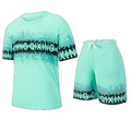 Completo sportivo da uomo verde menta con maglietta e pantaloncini con lacci e strisce tie-dye - XS / Verde