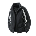 Veste de sport coupe-vent noire pour homme avec rayures blanches et col montant - M / Noir Ambré