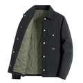 Veste matelassée bleu marine pour hommes avec doublure vert olive et poche poitrine - M / Rembourré Épaissi / Noir
