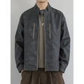 Chaqueta de motociclista vintage de cuero sintético gris oscuro envejecido para hombre - M / gris oscuro