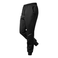 Men's thermal fleece lined jogger pants in black with drawstring waist and leg print - S / Black
