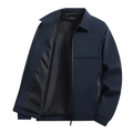 Men's winter business casual jacket in navy blue with collar and elasticated cuffs - 3XL / Spring/Autumn Thin Style / Dark Blue