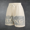 Men's mesh athletic shorts in beige with RIXANG graphic print and elastic drawstring - XXS / Khaki