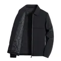 Men's black padded winter jacket with turn-down collar and quilted lining - M / Padded & Thickened / Black