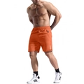 Men's bright orange quick-dry sports shorts with elastic waist and reflective details - S / Orange