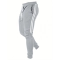 Herren Jogginghose in Hellgrau mit Fleece-Futter und weißen Seitenstreifen am Bein - S / Hellgrau