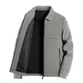 Men's winter padded jacket in grey with lapel collar and quilted lining - M / Padded & Thickened / Gray