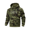 Sweat à capuche camouflage pour hommes avec broderie USA, capuche et bords-côtes - S / Vert Militaire