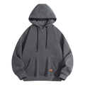 Dunkelgrauer Herren-Hoodie mit halbem Reißverschluss und praktischer Kängurutasche - S / Dunkelgrau