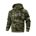 Sweat à capuche camouflage pour homme avec broderie USA et poche kangourou pour l'automne - S / Vert Armée