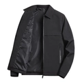 Men's business casual thick padded cotton jacket with lapel collar in classic black - M / Spring/Autumn Thin Style / Black