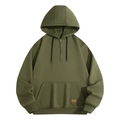 Army green half-zip hooded sweatshirt for men with a front kangaroo pocket and ribbed cuffs - S / Green