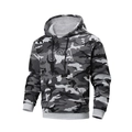 Sweat à capuche camouflage pour hommes avec broderie USA et poche kangourou - S / Gris