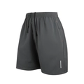 Men's dark grey quick-dry sports shorts with reflective strip and orange stitching detail - S / Gray